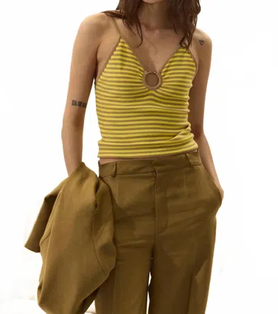 Deluc Paros Stripe Halter Top In Butter Brown In Multi