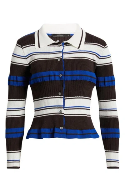 Deluc Patti Stripe Polo Cardigan In Multi