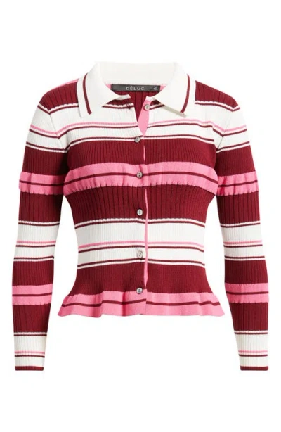 Deluc Patti Stripe Polo Cardigan In Multi