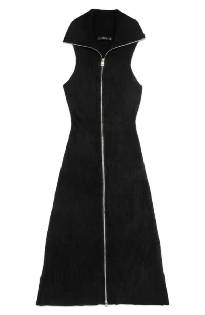 Deluc Paul Front Zip Knit Dress In Black