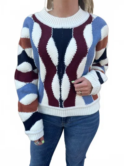 Deluc Pieris Acrylic Blend Sweater In Ecru In Blue