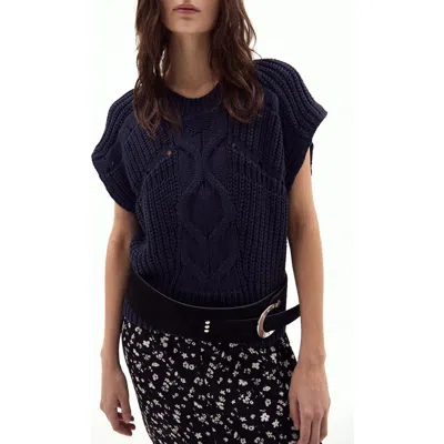 Deluc Pistacchio Cable Knit Sweater Vest In Blue