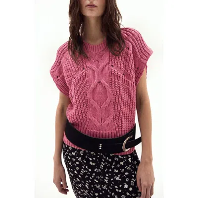Deluc Pistacchio Cable Knit Sweater Vest In Pink