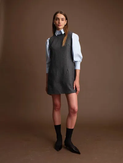 Deluc Porter Dress In Dark Grey Melange In Black