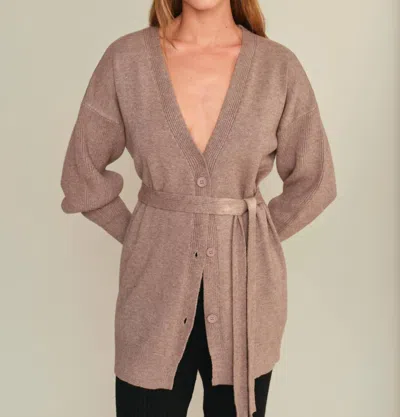 Deluc Ross Belted Cardigan In Taupe In Brown