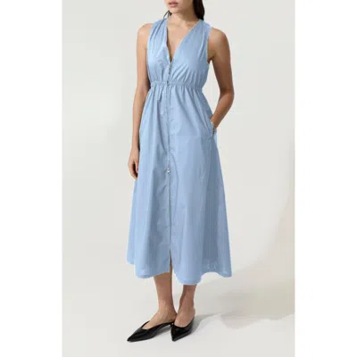 Deluc Rubbens Front Zip Sleeveless Maxi Dress In Blue
