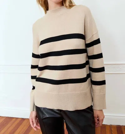 Deluc Salvia Sweater In Beige Melange With Black Stripes In Multi