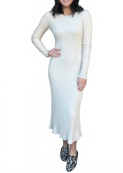 Deluc Scabiosa Knit Midi Dres In Ecru In White