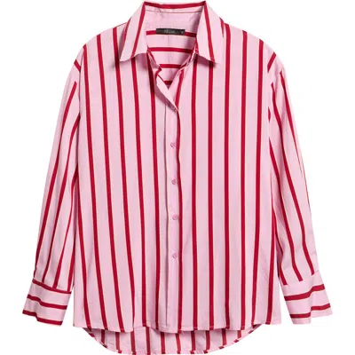 Deluc Semeru Stripe Poplin Button-up Shirt In Pink