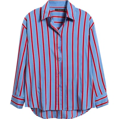 Deluc Semeru Stripe Poplin Button-up Shirt In Blue