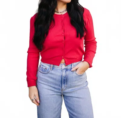 Deluc Shrunken Crewneck Cardigan In Red