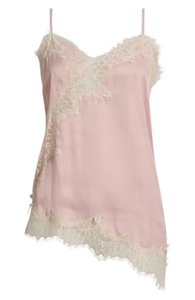 Deluc Sonic Lace Trim Asymmetric Tank In Pink