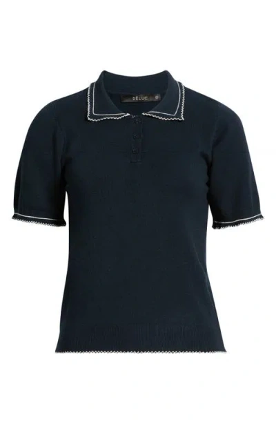 Deluc Springsteen Contrast Embroidered Polo In Black