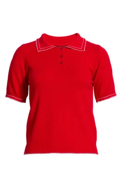 Deluc Springsteen Contrast Embroidered Polo In Red