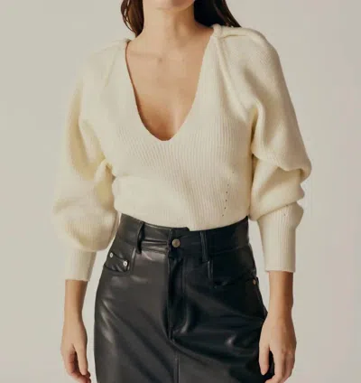 Deluc Stokesia V Neck Sweater In Ecru In White