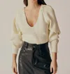 Deluc Stokesia V Neck Sweater In Ecru In White