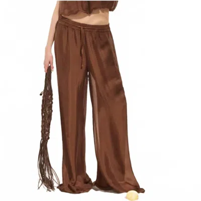 Deluc Strand Silk Wide Leg Pants In Chocolate In Burgundy
