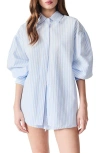 Deluc Felicity Oversized Striped Button Down Shirt In Light Blue In Blue