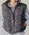 Deluc Styx Printed Puffer Vest In Floral Print In Multi