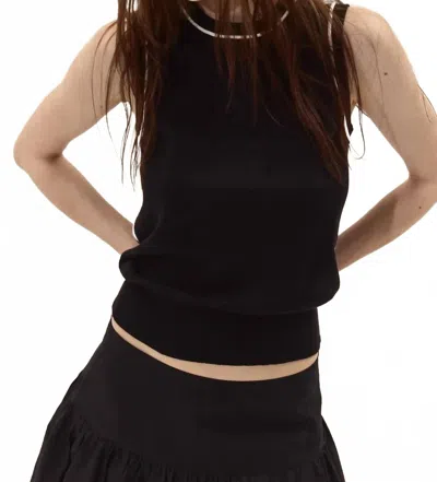 Deluc Symi Knit Sleeveless Top In Black/ecru