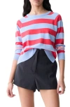 Deluc Tavira Stripe Crewneck Sweater In Light Blue With Red Stripes