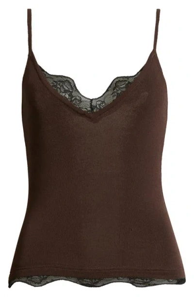 Deluc Television Lace Trim Camisole In Brown