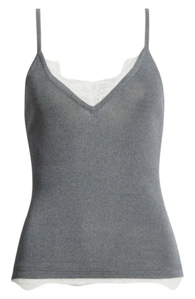 Deluc Television Lace Trim Camisole In Gray