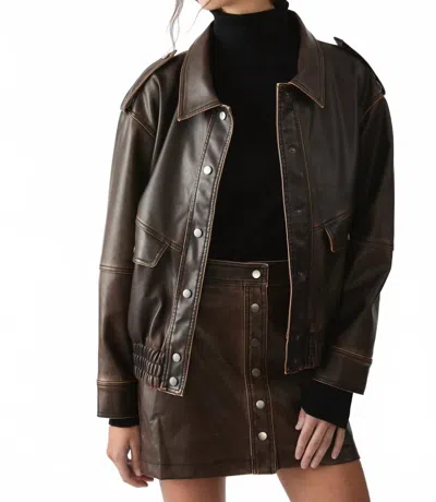 Deluc Thomas Vegan Leather Bomber Jacket In Brown