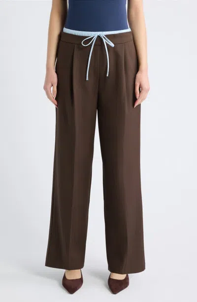 Deluc Tibi Contrast Detail Drawstring Pants In Brown