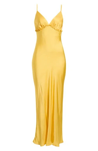 Deluc Trevi Sleeveless Satin Maxi Dress In Yellow