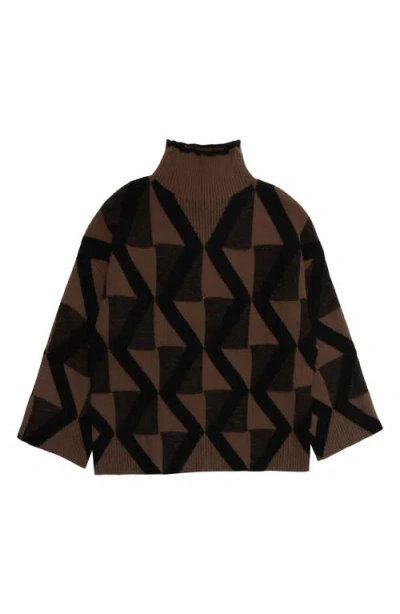 Deluc Troy Mock Neck Sweater In Brown