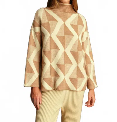 Deluc Troy Turtleneck Sweater In Beige Melange In Brown
