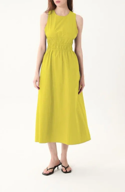 Deluc Turchi Smocked Sleeveless Maxi Dress In Yellow