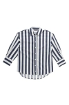 Deluc Vicenzo Stripe Cotton Button-up Shirt In Blue