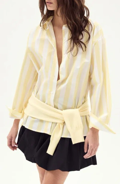 Deluc Vicenzo Stripe Cotton Button-up Shirt In Yellow