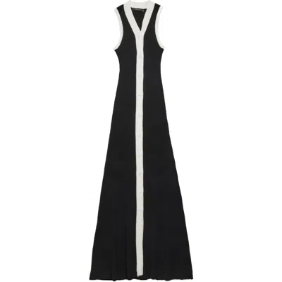 Deluc Vila Sleeveless Rib Sweater Dress In Black With Ecru Details