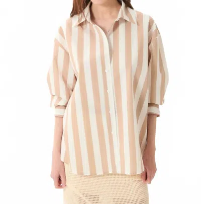Deluc Vincenzo Striped Shirt In Sand In Beige