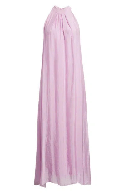 Deluc Vita Mock Neck Satin Maxi Dress In Pink
