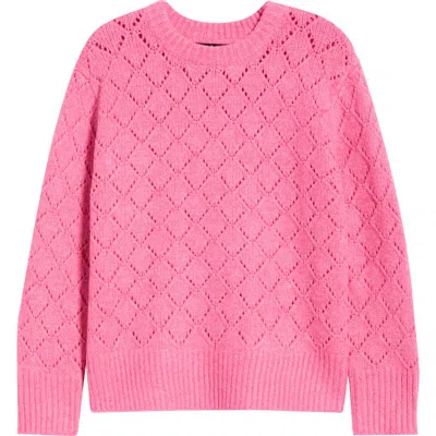 Deluc Vitosha Pointelle Crewneck Sweater In Pink