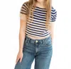 Deluc Vizela Knit Top In Navy/beige In Multi