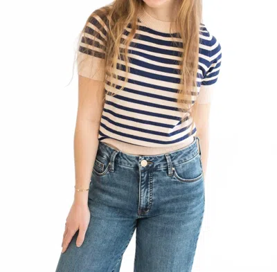 Deluc Vizela Knit Top In Navy/beige In Multi