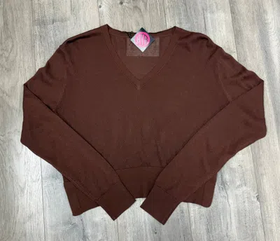 Deluc Women's Granada Sheer V-neck Sweater In Chocolate In Brown