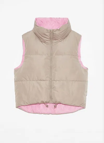 Deluc Women's Kiki Reversible Puffer Vest In Primi Pink/mink In Brown