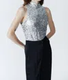 Deluc Zion Sequin Tank Top In Silver In Silver