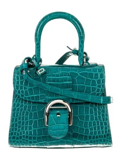 Pre-owned Delvaux Alligator Alligator Brillant Pm In Blue