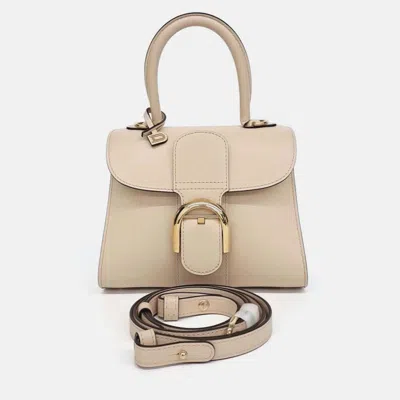 Pre-owned Delvaux Beige Leather Briand Mini Box In Sand