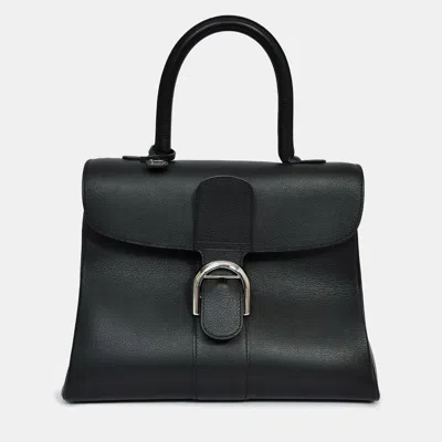 Pre-owned Delvaux Black Leather Brillant Mm Top Handle Bag With Strap