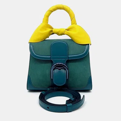 Pre-owned Delvaux Briand Mini & Leather Twilly In Green