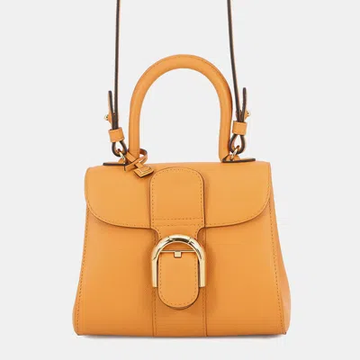 Pre-owned Delvaux Brillant 2way Handbag Honey Rodeo Calf Leather Size Mini In Orange