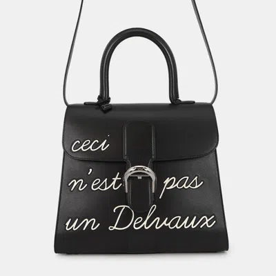Pre-owned Delvaux Brillant L'humour Mm Black Box Calf Leather Top Handle Bag
